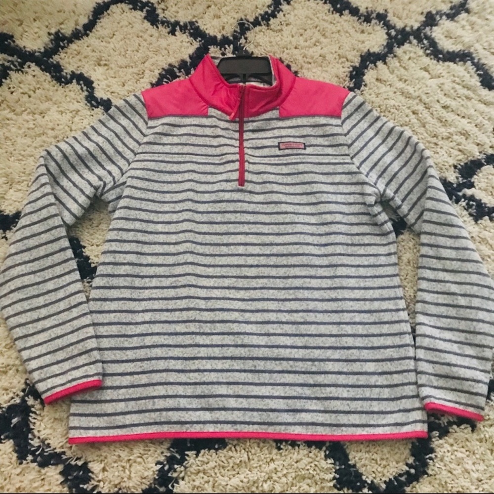 Vineyard Vines Pink Gray Shep Pullover Sweatshirt